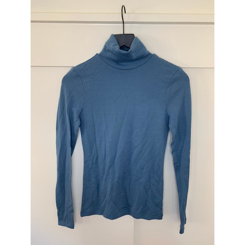 Stefanel Sweater in Slate Blue Small Knit Turtleneck Pullover Classic Warmer